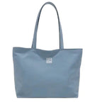 Fourre-tout en nylon bleu gris ardoise, vue de face, ouverture large et anses souples